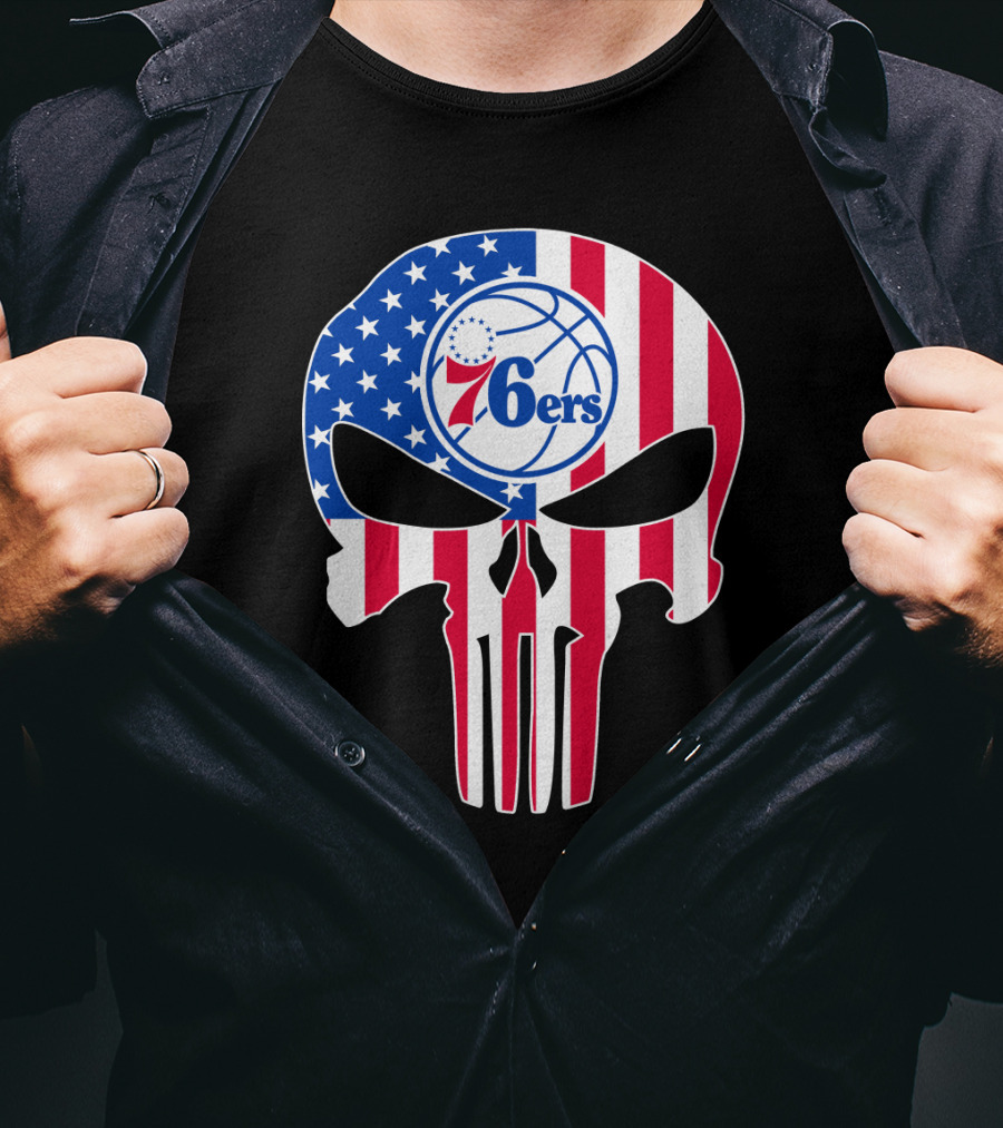 Philadelphia 76ers Stars And Stripes Punisher T-Shirt