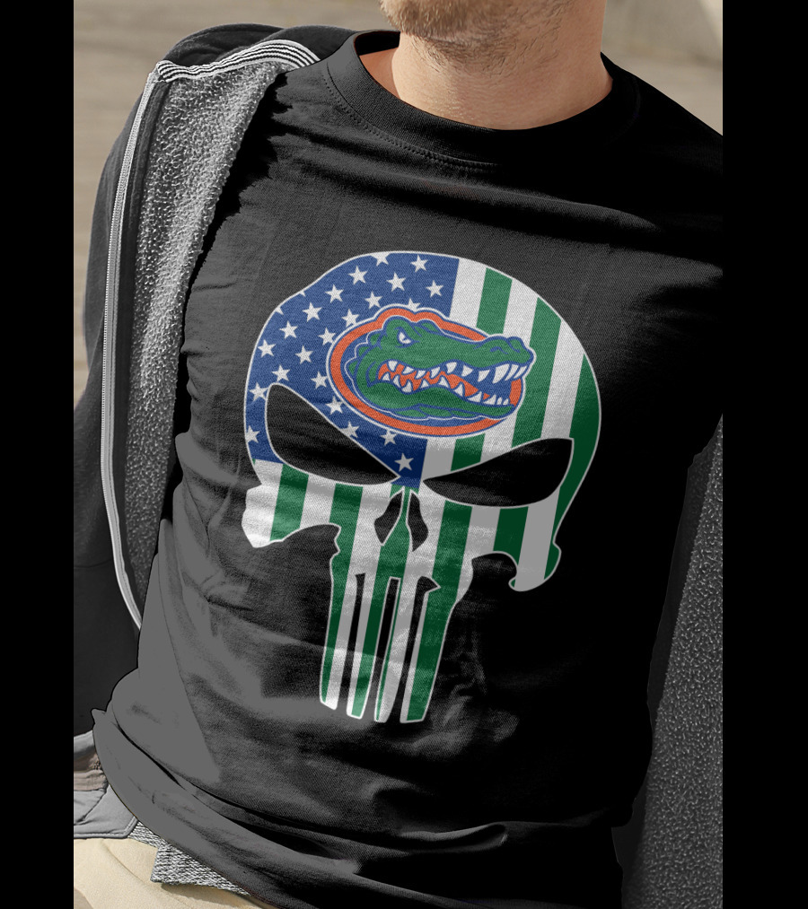 Florida Gators American Flag Punisher Skull T-Shirt