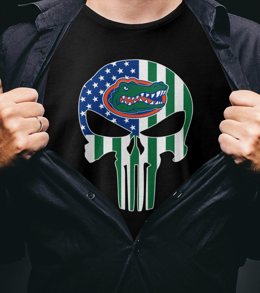 Florida Gators American Flag Punisher Skull T-Shirt