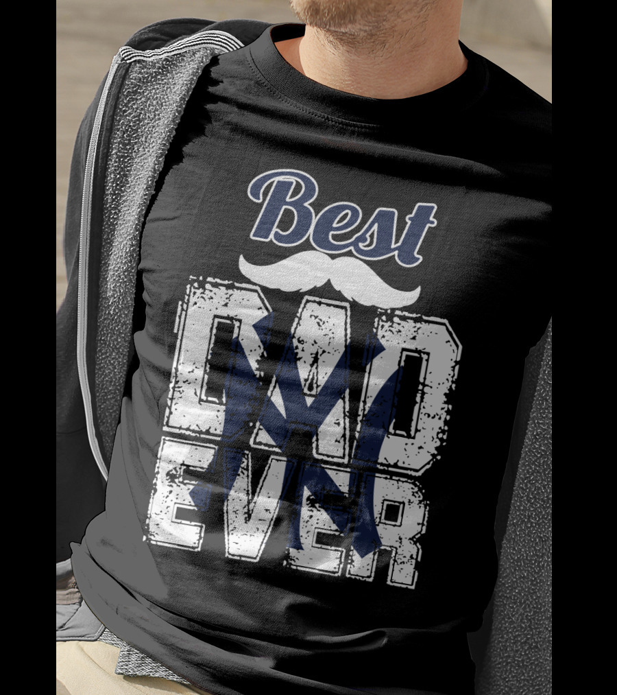 Best Dad Ever Yankees Logo Moustache T-Shirt