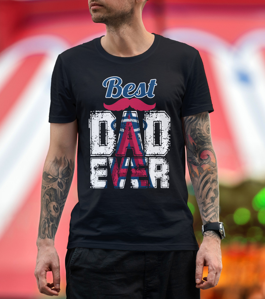 Best Dad Ever Angels Mustache T-Shirt