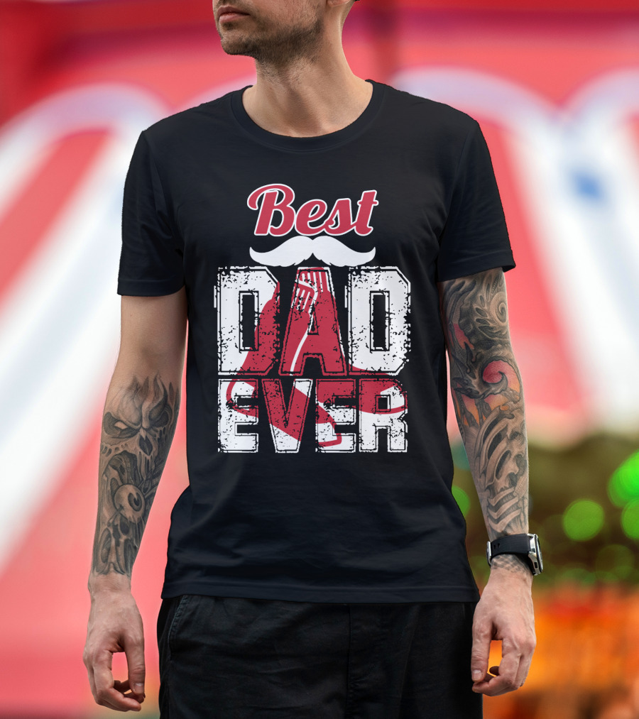 Best Dad Ever Red Sox Logo Moustache T-Shirt