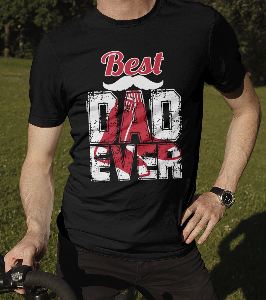 Best Dad Ever Red Sox Logo Moustache T-Shirt