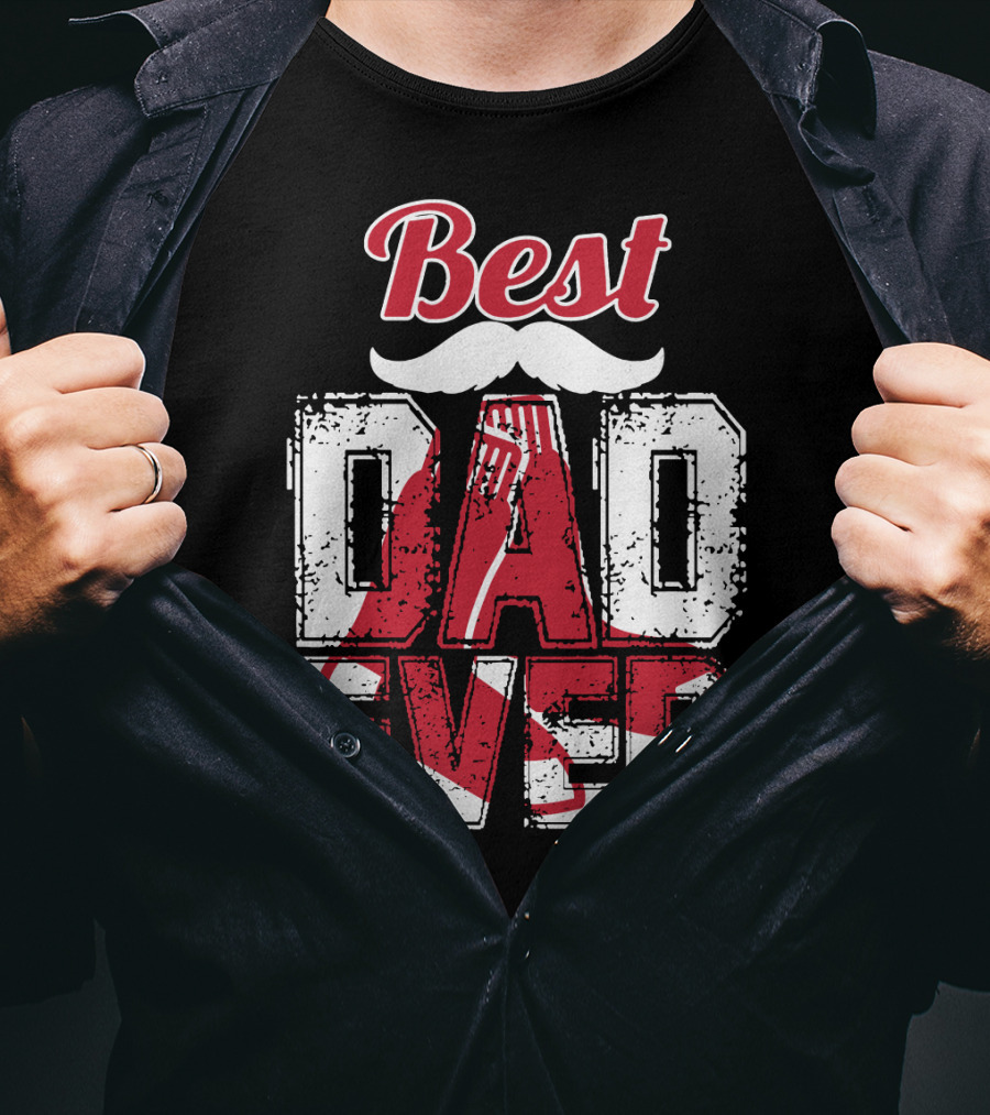 Best Dad Ever Red Sox Logo Moustache T-Shirt