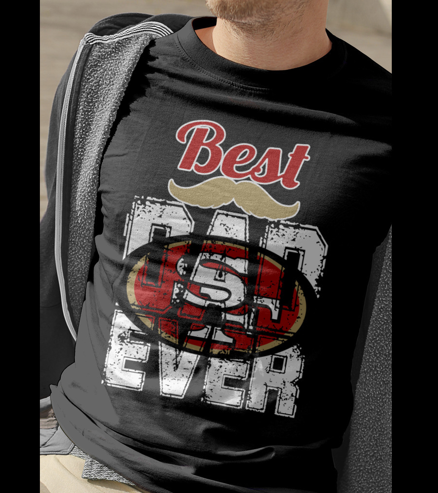 Best Dad Ever 49ers Logo Mustache T-Shirt