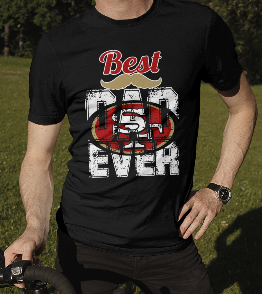 Best Dad Ever 49ers Logo Mustache T-Shirt