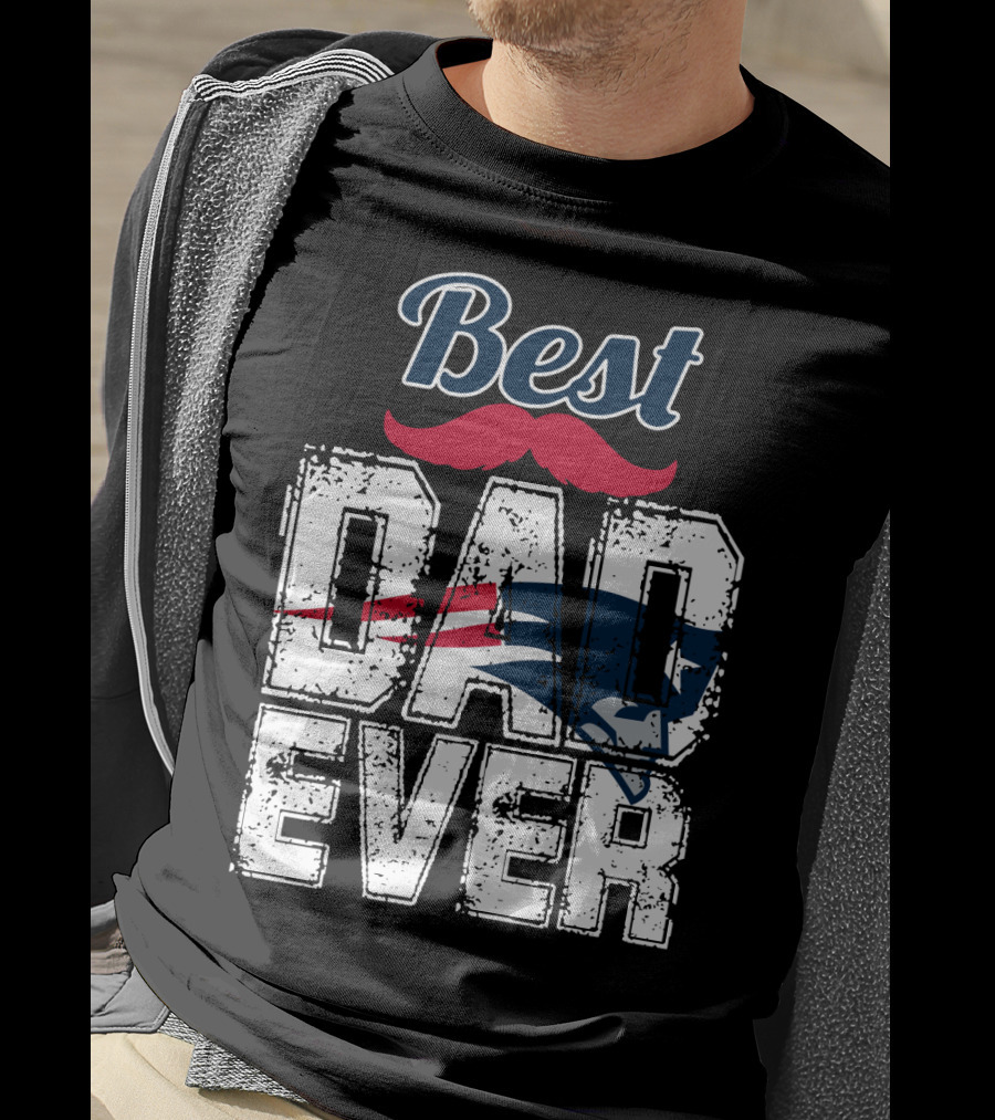 Best Dad Ever Patriots Logo Moustache T-Shirt