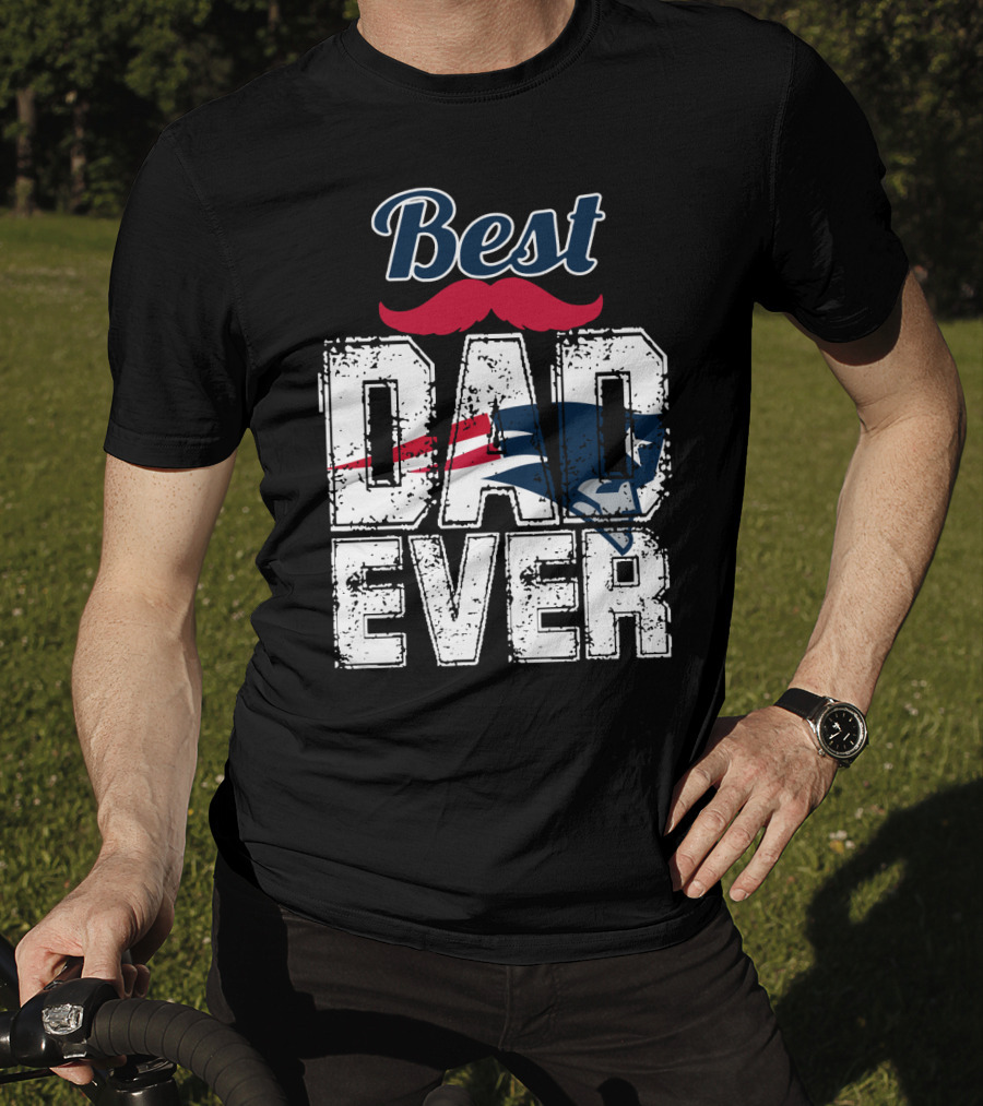 Best Dad Ever Patriots Logo Moustache T-Shirt