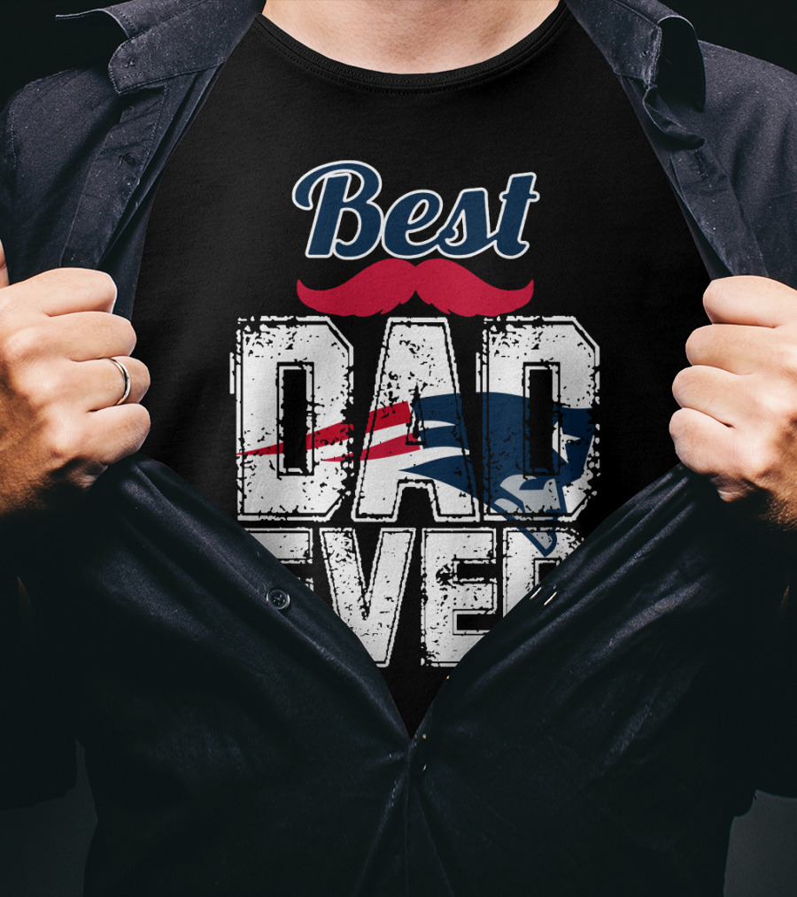 Best Dad Ever Patriots Logo Moustache T-Shirt
