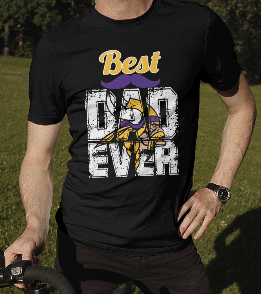 Best Dad Ever Viking Helmet Mustache T-Shirt