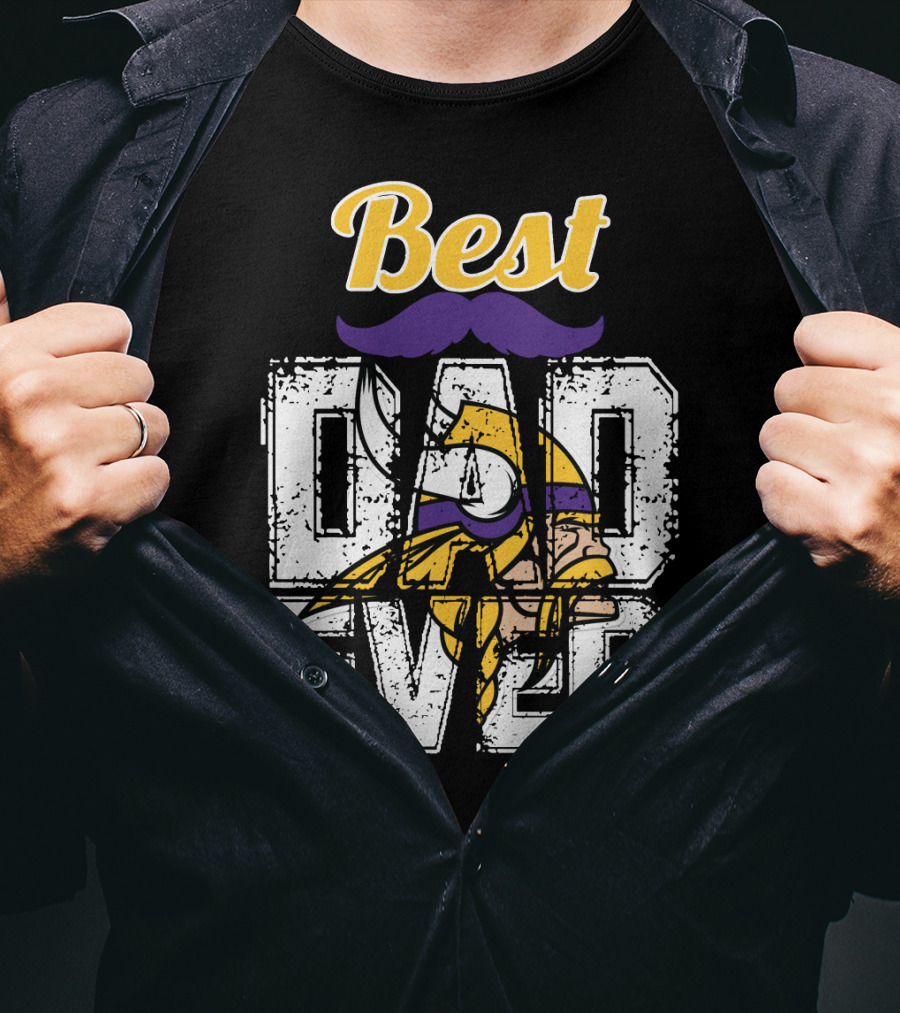 Best Dad Ever Viking Helmet Mustache T-Shirt