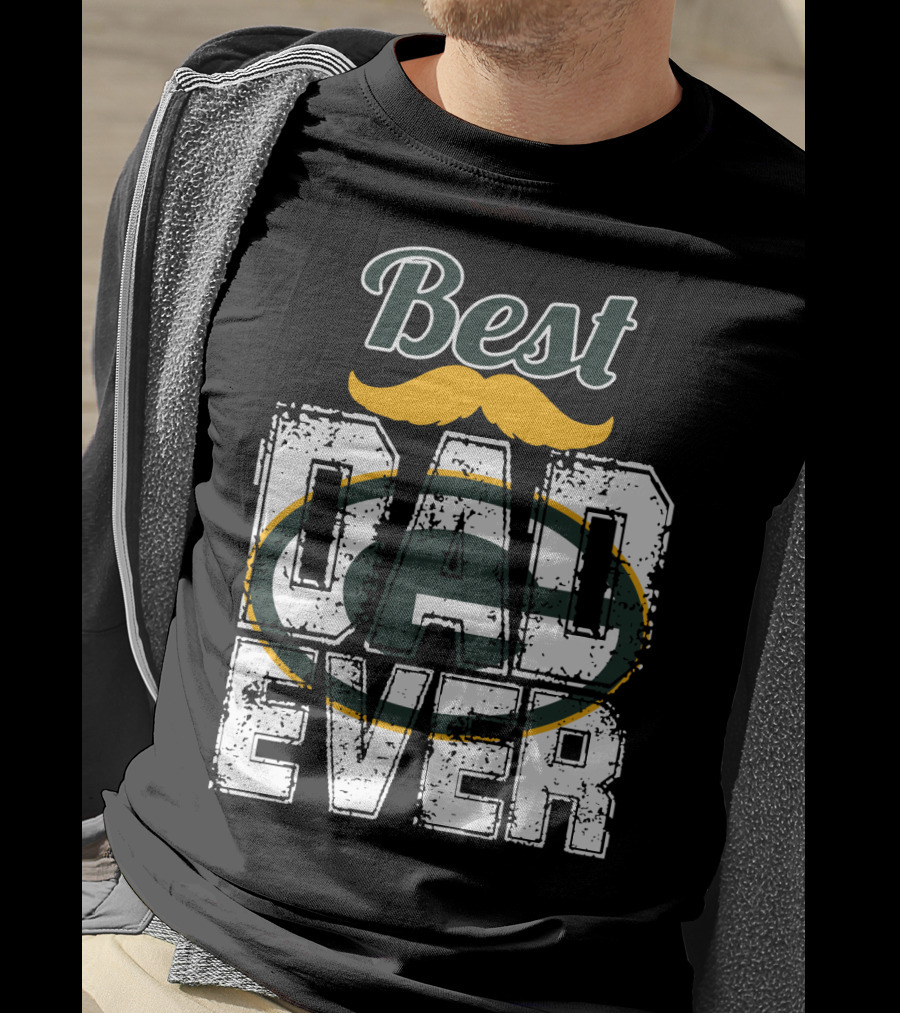 Best Dad Ever Packers Fan Mustache T-Shirt
