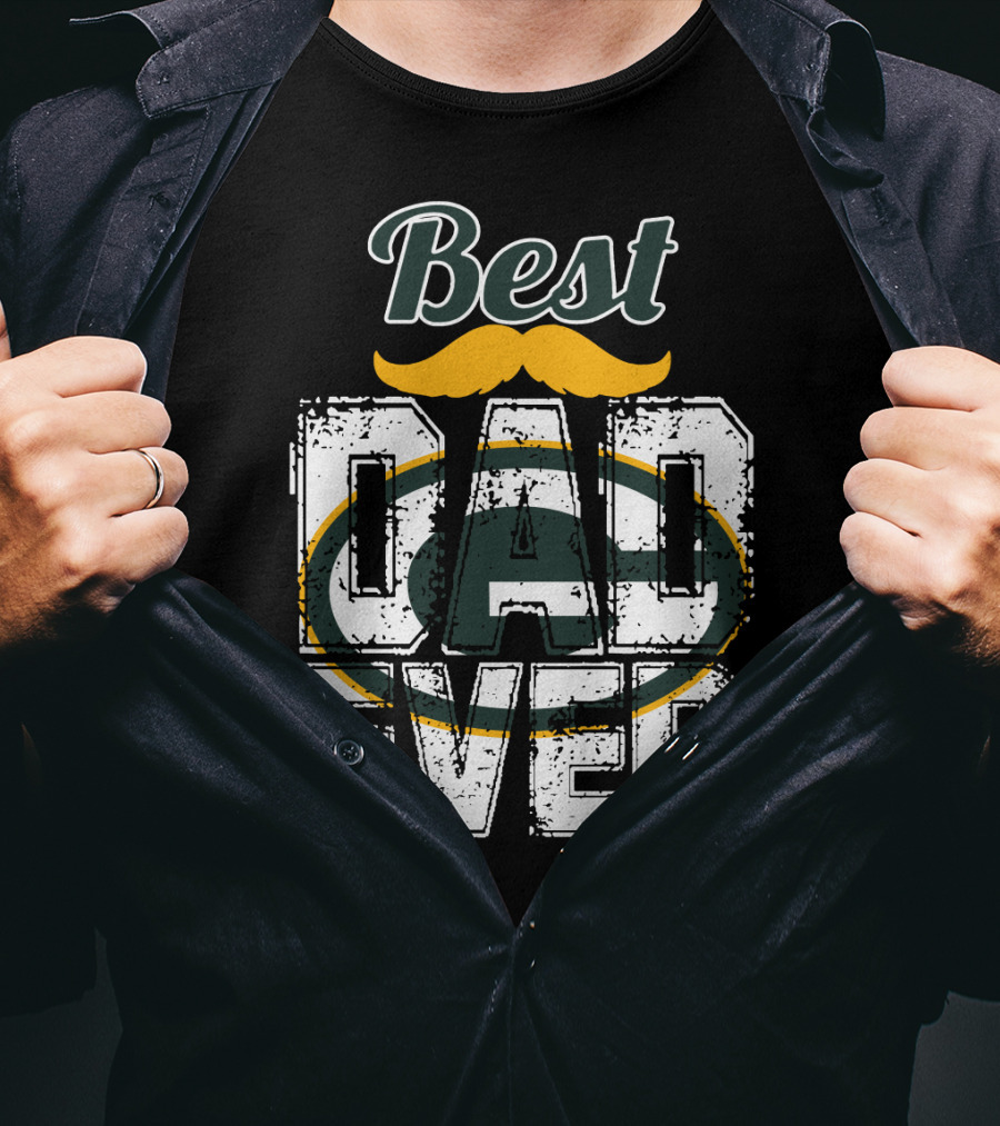 Best Dad Ever Packers Fan Mustache T-Shirt