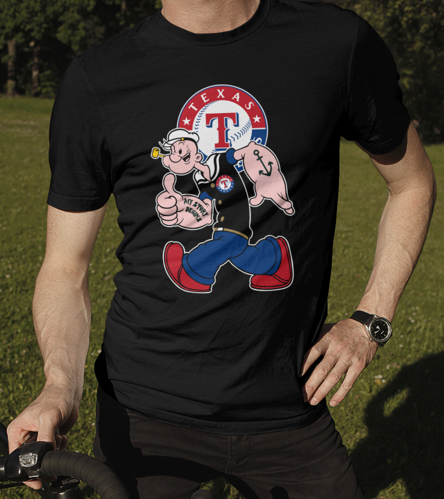 Texas Rangers Popeye Baseball Logo Mashup T-Shirt
