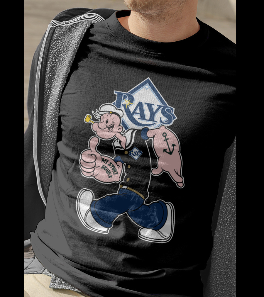 Rays Popeye My Story Begins Anchor Tattoo T-Shirt