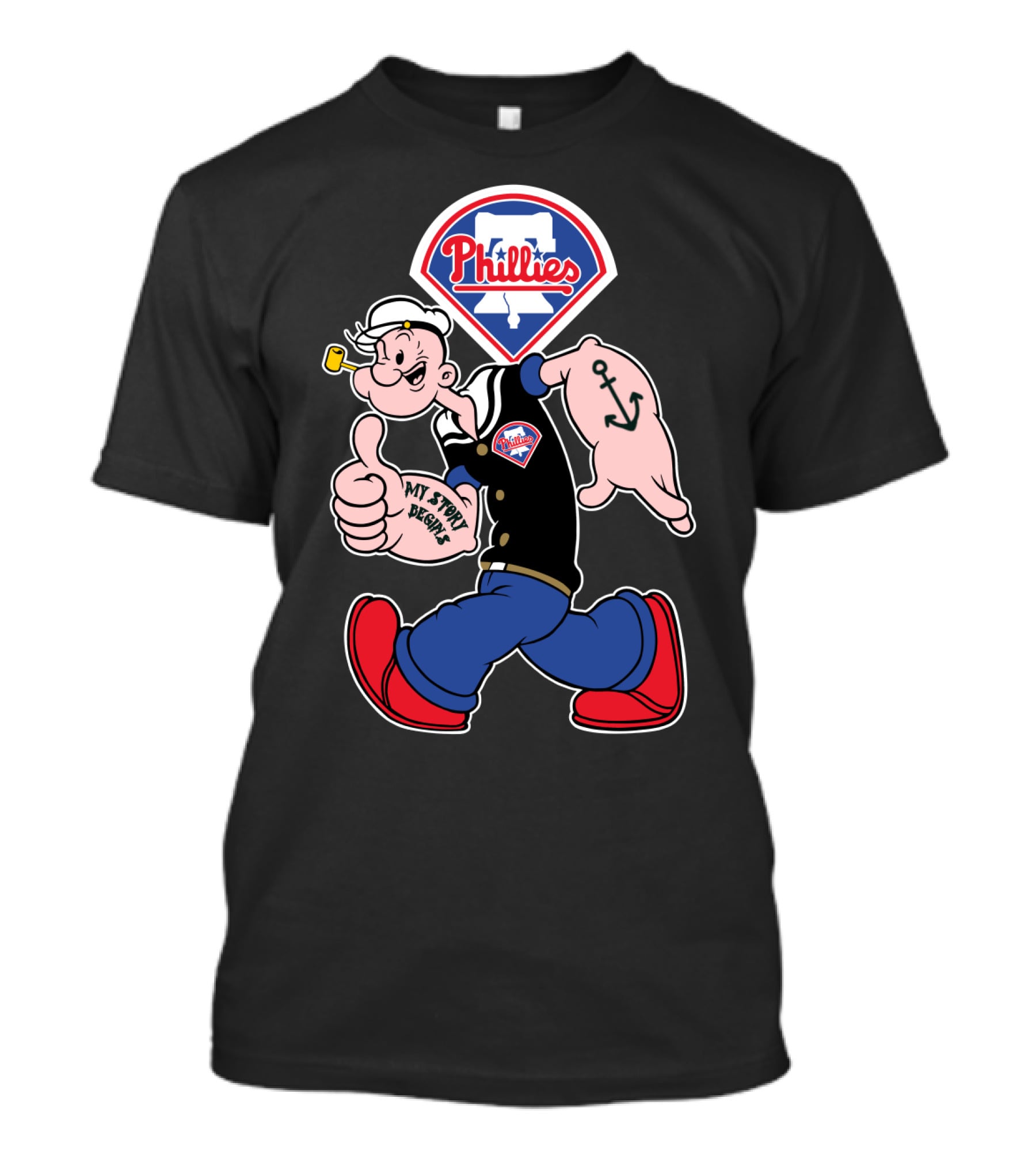 Phillies Popeye Thumbs Up Phillies Logo Retro Style T-Shirt