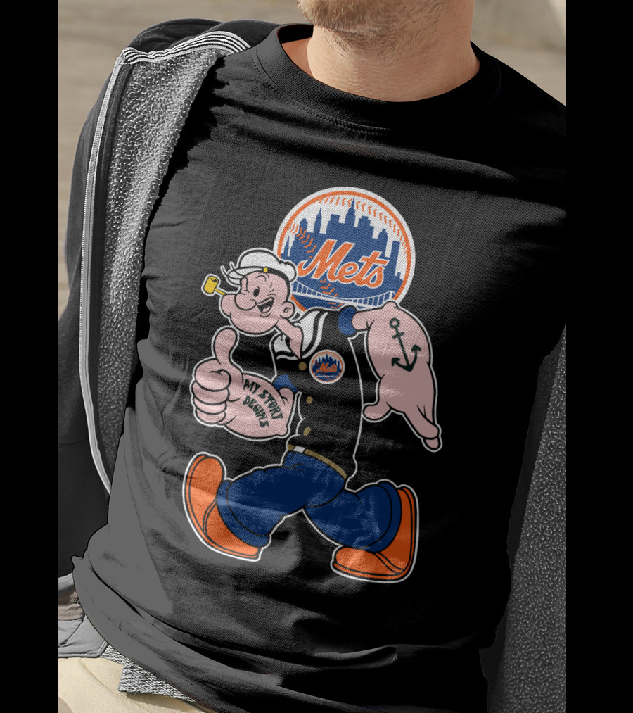 Popeye Mets City Logo Thumbs Up Sailor Anchor T-Shirt