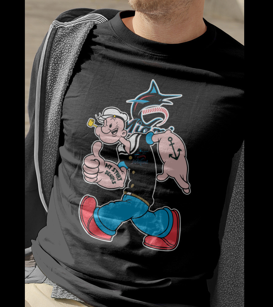 Miami Marlins Popeye Mt Stewart Begley T-Shirt