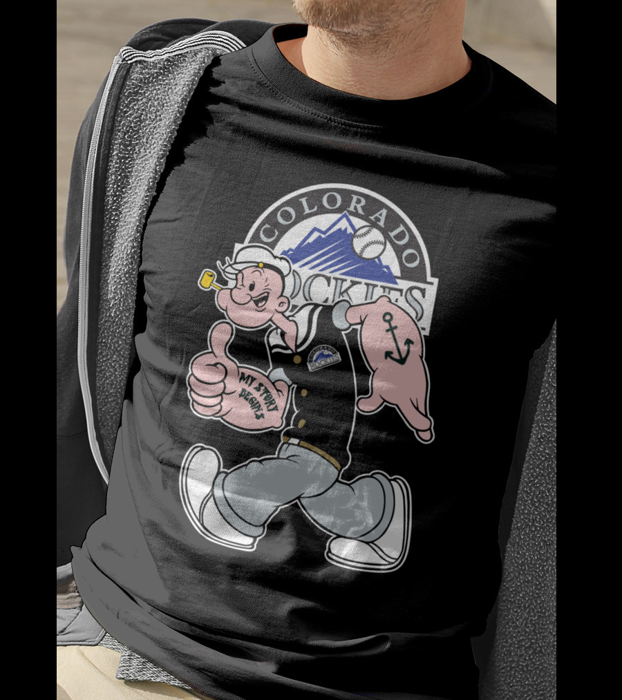 Colorado Rockies Popeye Mlb Crossover My Story Begins T-Shirt