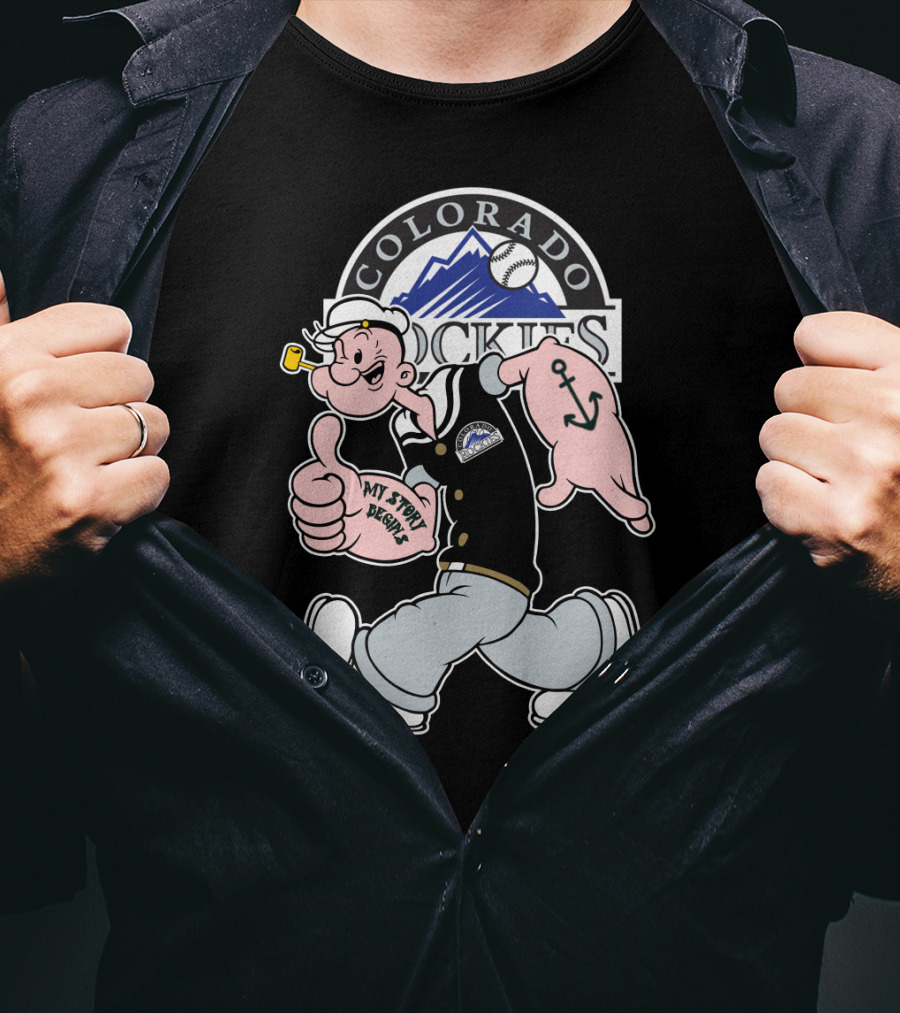 Colorado Rockies Popeye Mlb Crossover My Story Begins T-Shirt