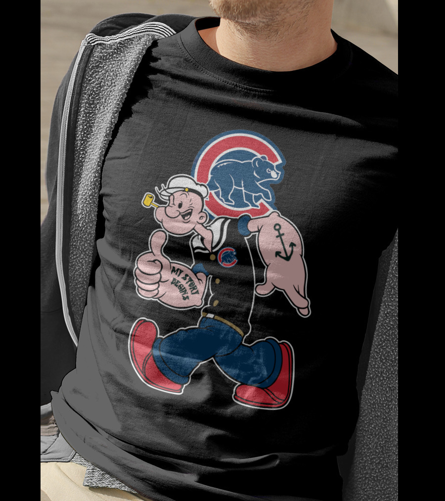Chicago Cubs Popeye Cartoon Crossover T-Shirt