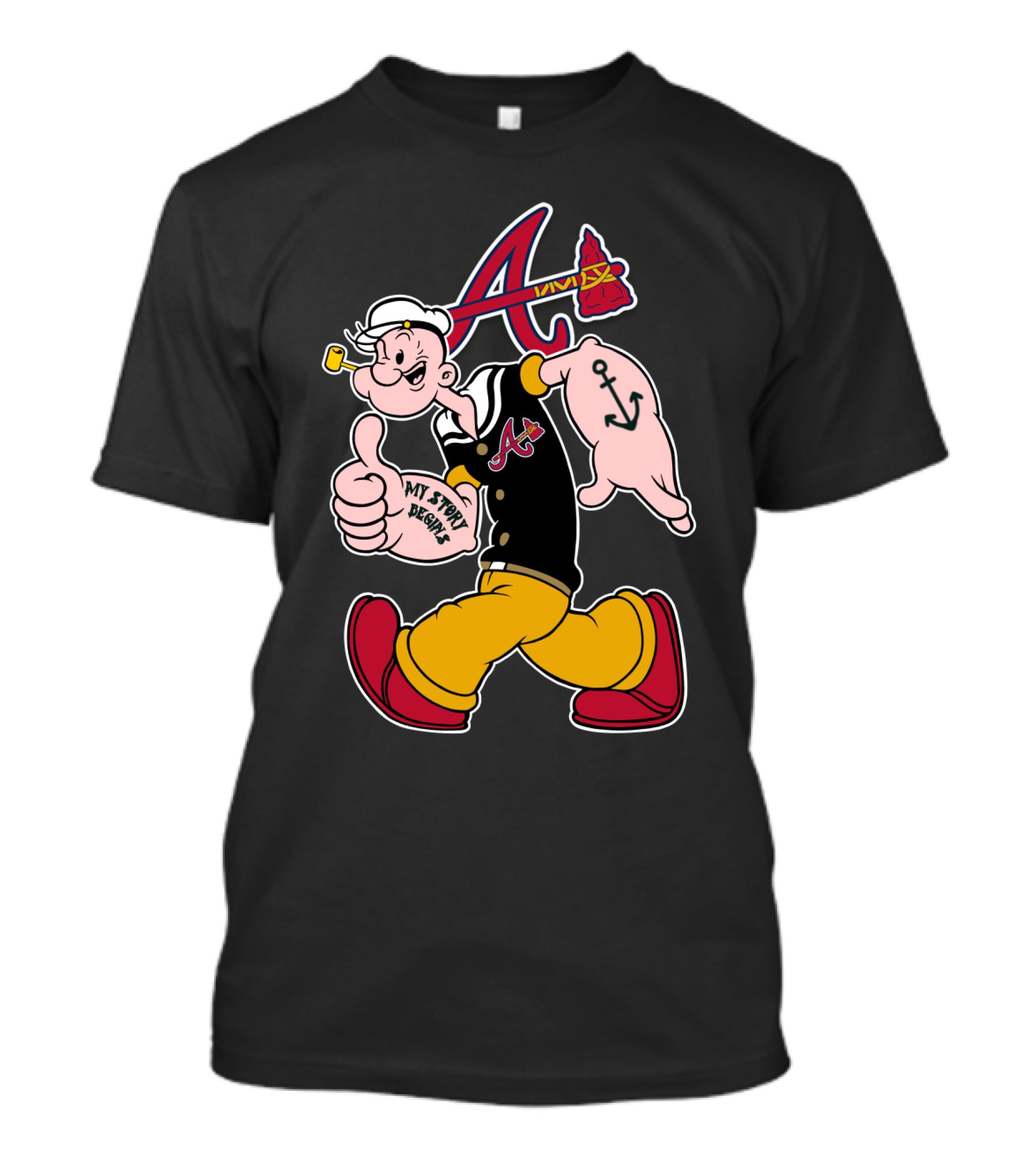 Atlanta Braves Popeye My Story Begins Anchors T-Shirt