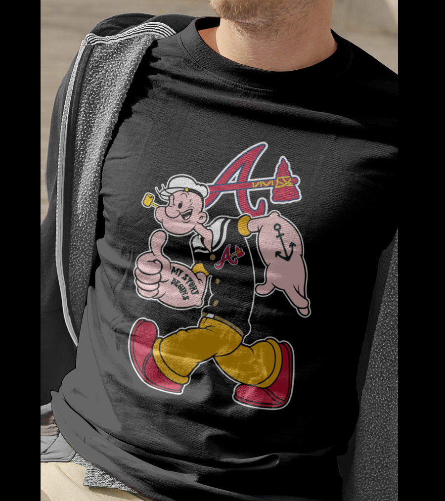 Atlanta Braves Popeye My Story Begins Anchors T-Shirt