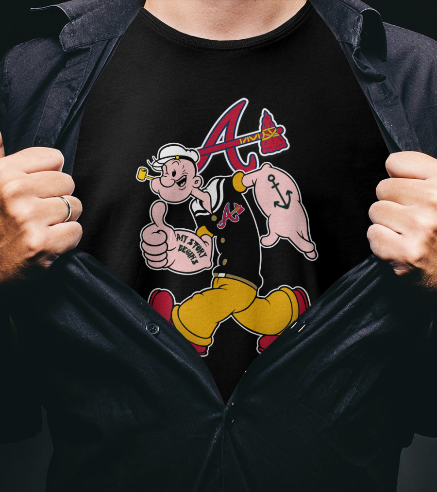 Atlanta Braves Popeye My Story Begins Anchors T-Shirt