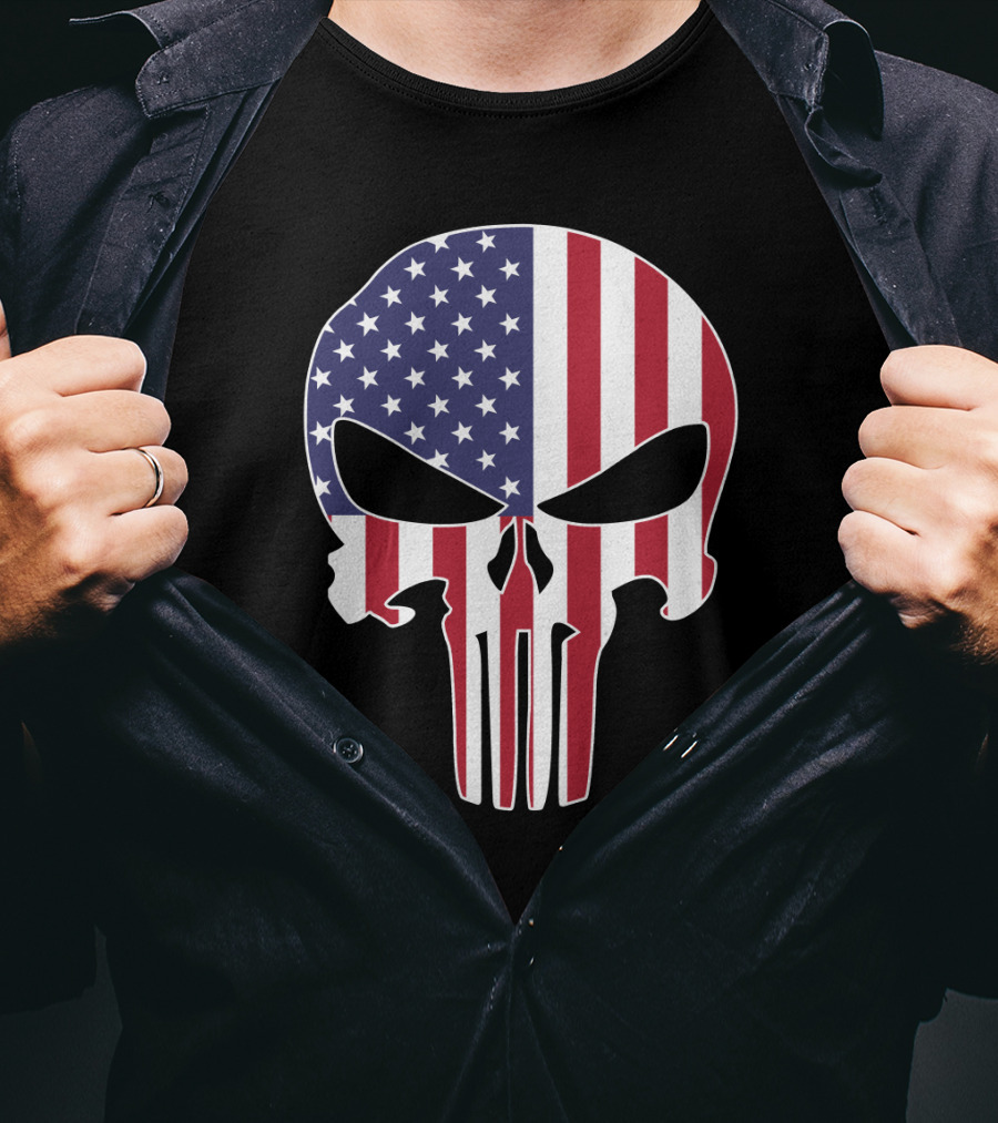 The Punisher Skull American Flag T-Shirt