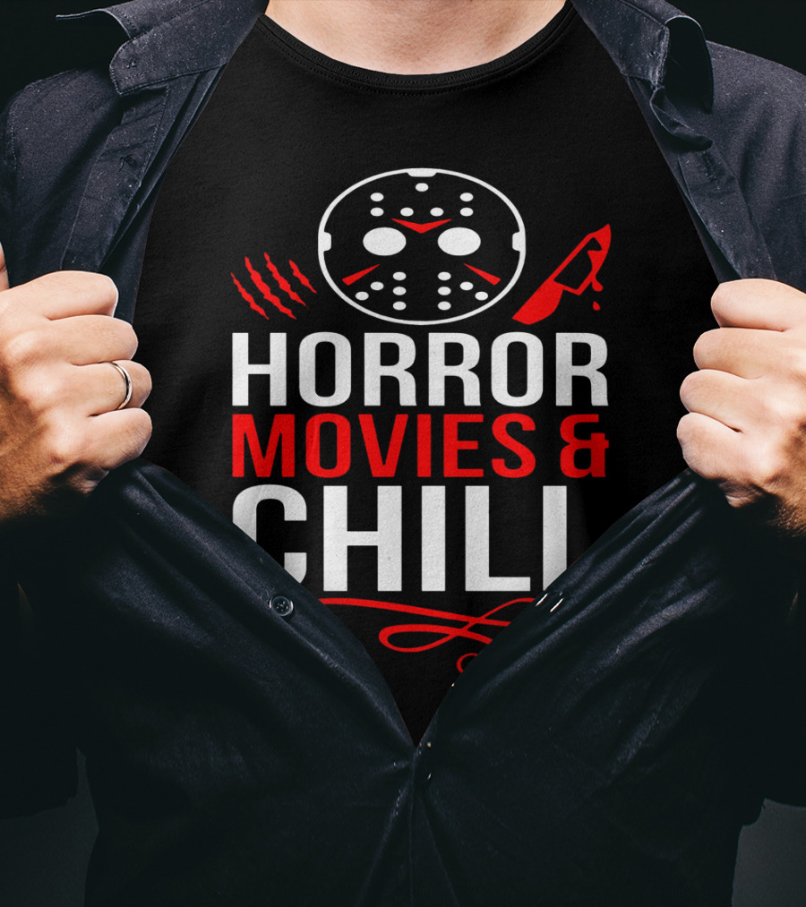 Horror Movies And Chill Hockey Mask Knife Relaxation T-Shirt