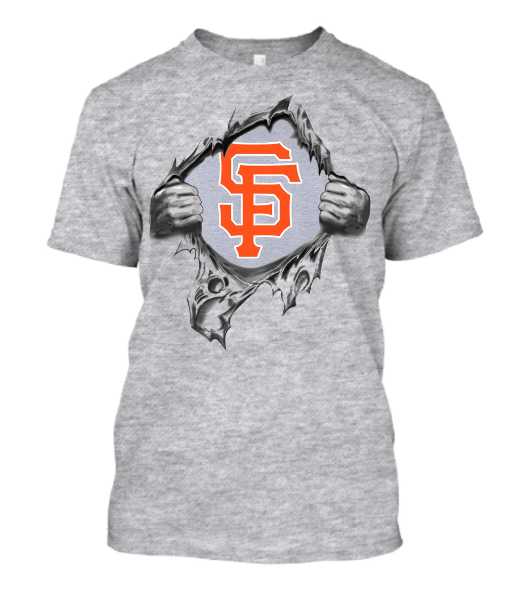 San Francisco Giants Logo Ripping Through Gray T-Shirt