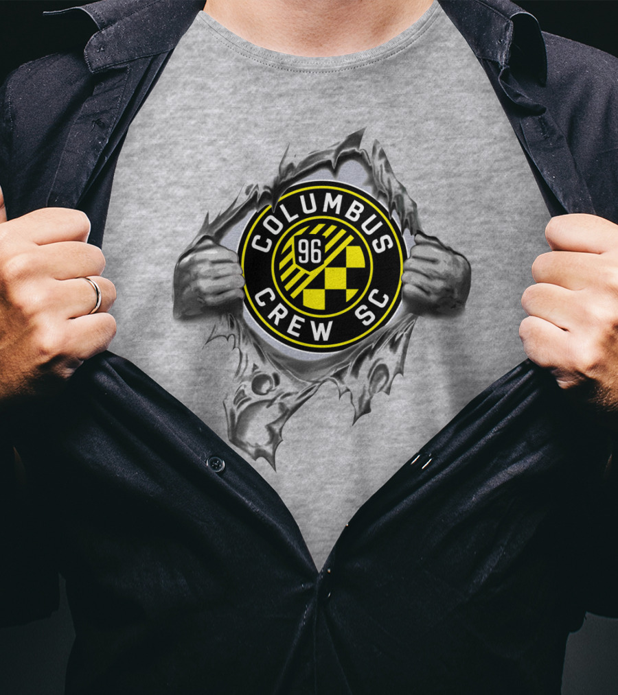 Columbus Crew Sc 96 Soccer Logo Through Metal Rip T-Shirt