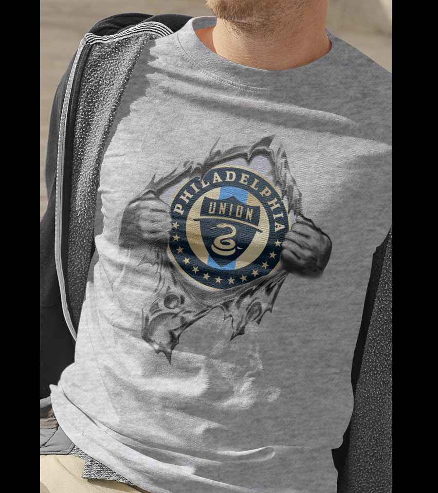 Philadelphia Union Soccer Emblem Torn Wall T-Shirt