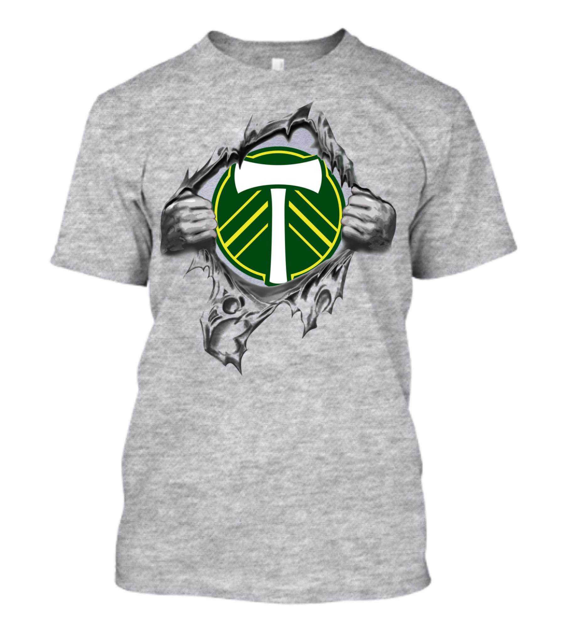 Portland Timbers Logo With Ripped Background And Hands T-Shirt