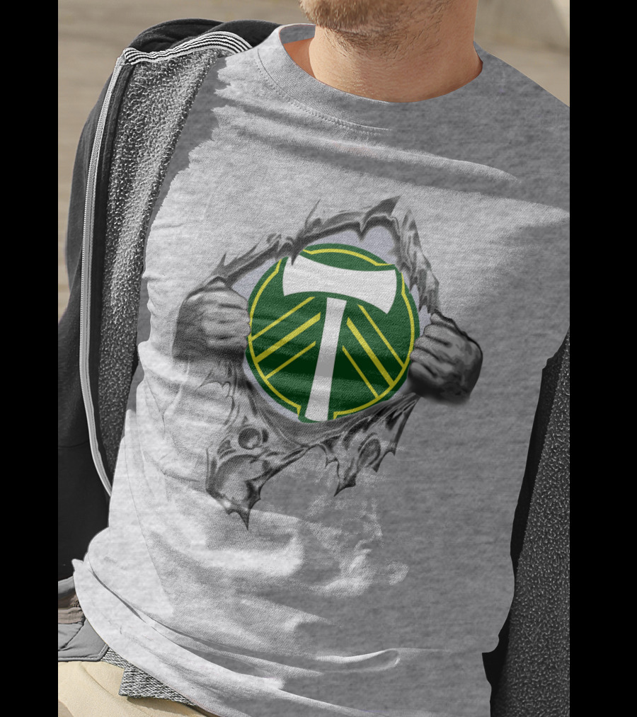 Portland Timbers Logo With Ripped Background And Hands T-Shirt