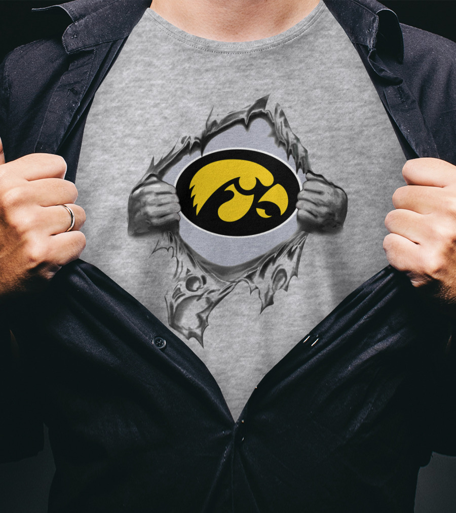 Iowa Hawkeyes Logo Torn Skin Teaser T-Shirt