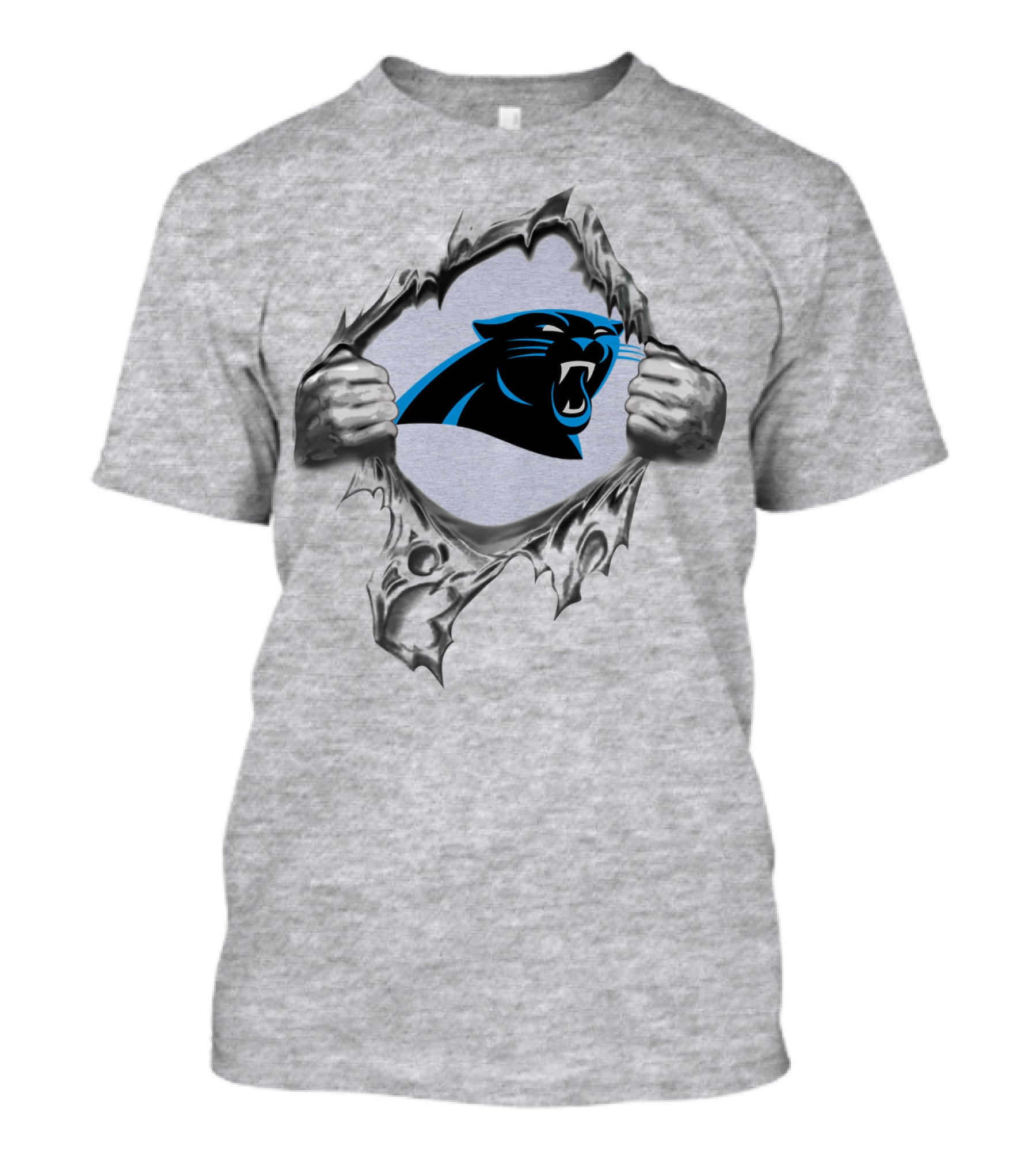 Carolina Panthers Logo Peeking Through Torn Fabric T-Shirt