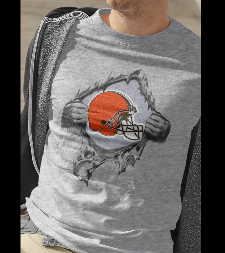 Cleveland Browns Helmet Burst Through T-Shirt