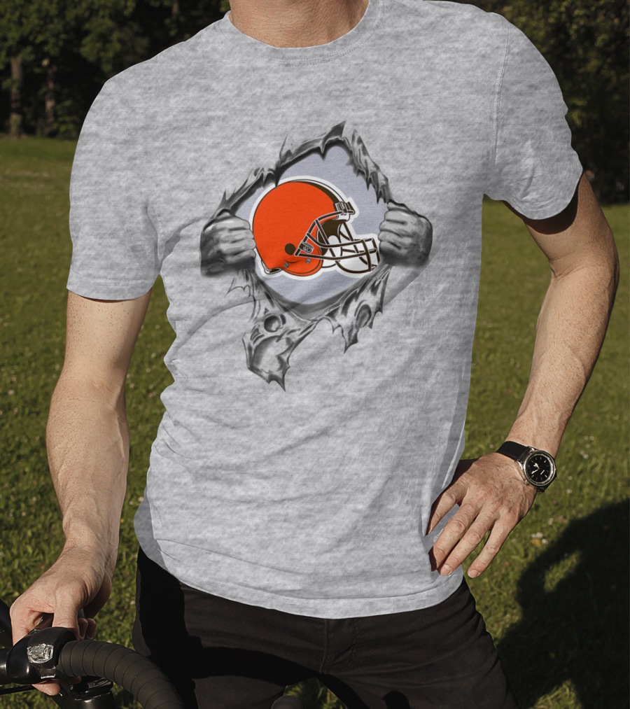 Cleveland Browns Helmet Burst Through T-Shirt