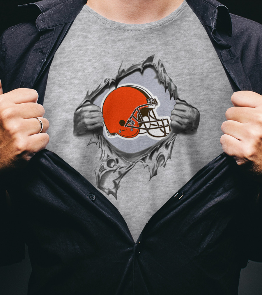Cleveland Browns Helmet Burst Through T-Shirt
