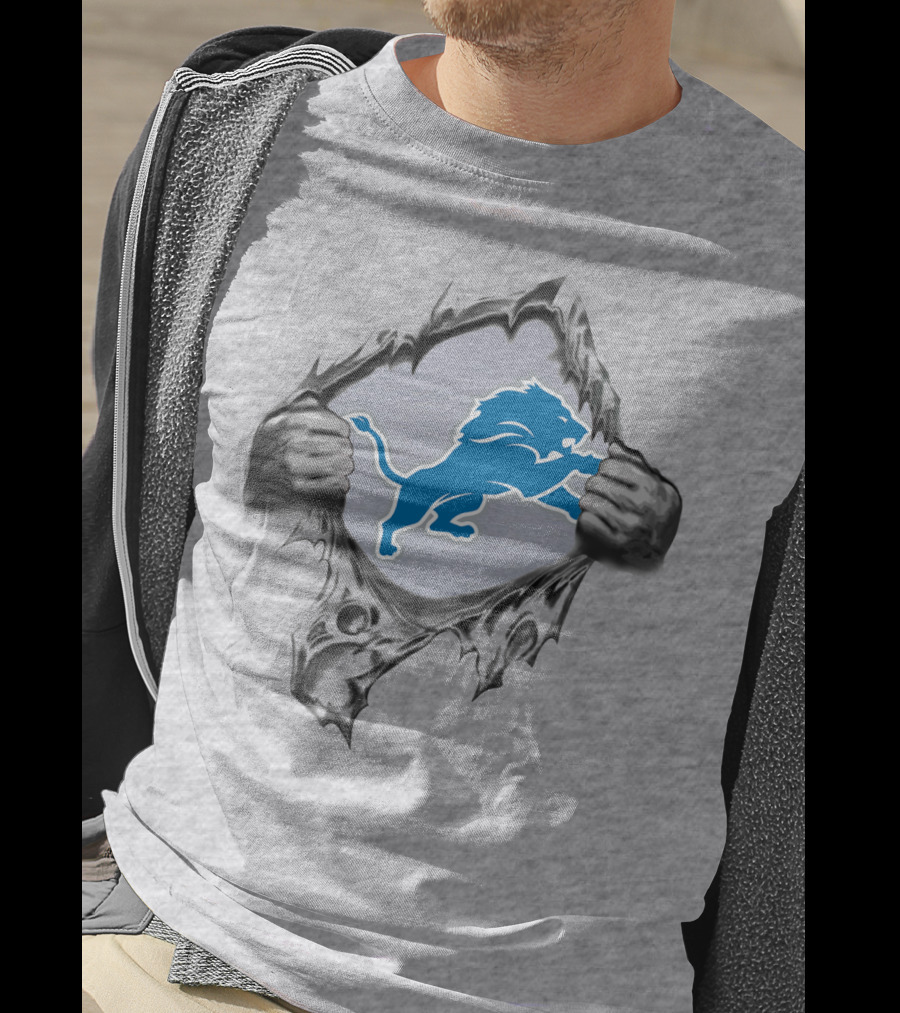 Detroit Lions Logo Ripped Reveal T-Shirt