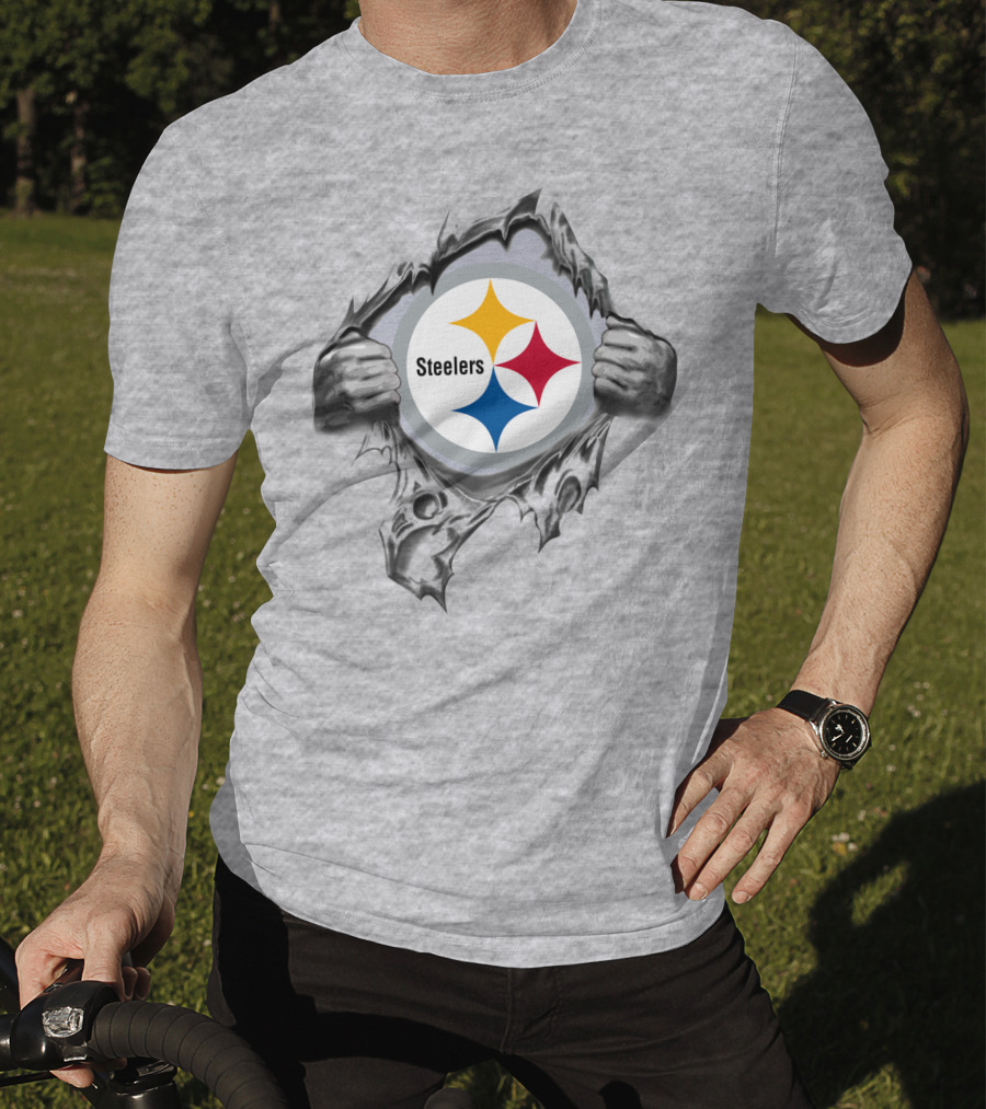 Pittsburgh Steelers Logo With Tearing Hands T-Shirt
