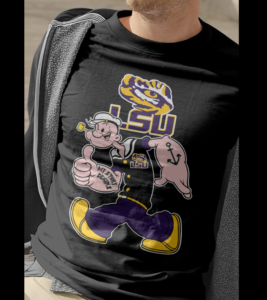 Lsu Tigers My Story Begins Popeye Character Anchors T-Shirt