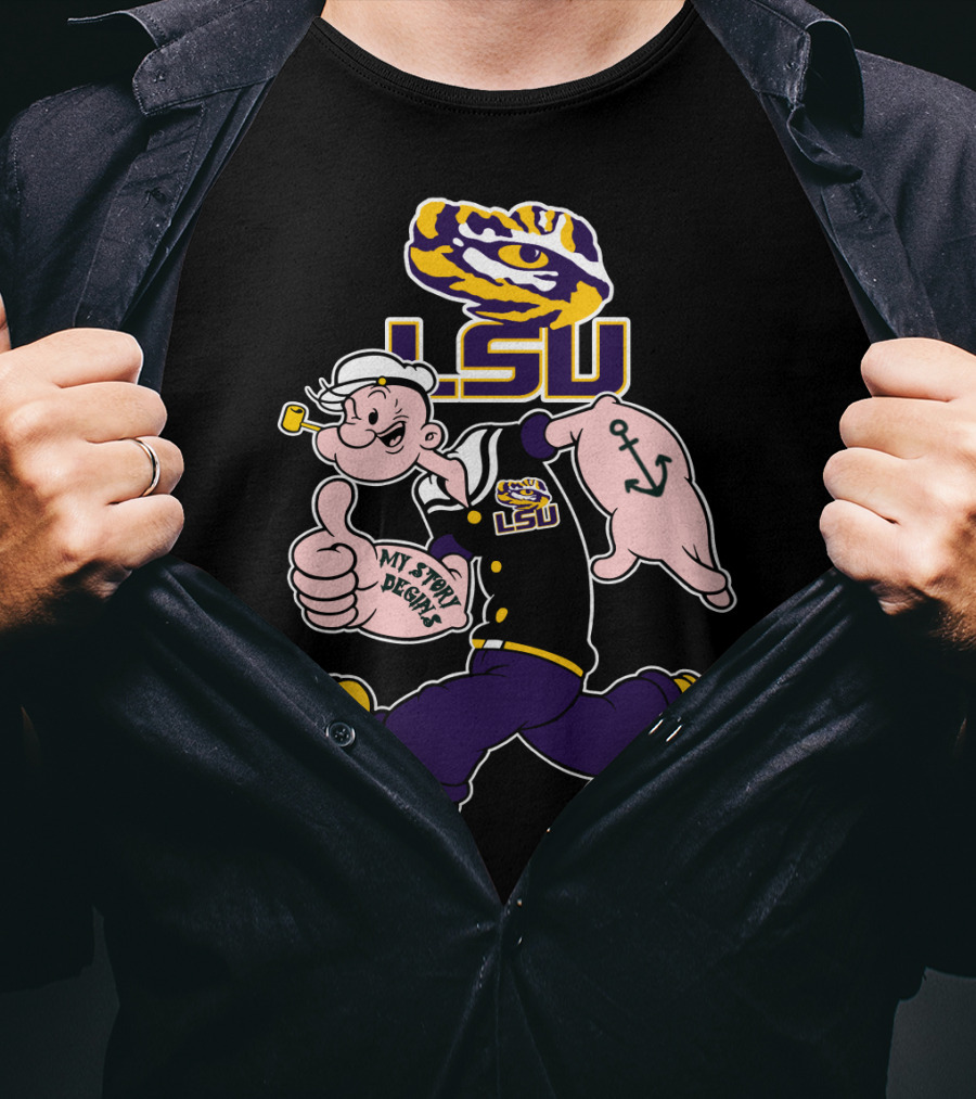 Lsu Tigers My Story Begins Popeye Character Anchors T-Shirt