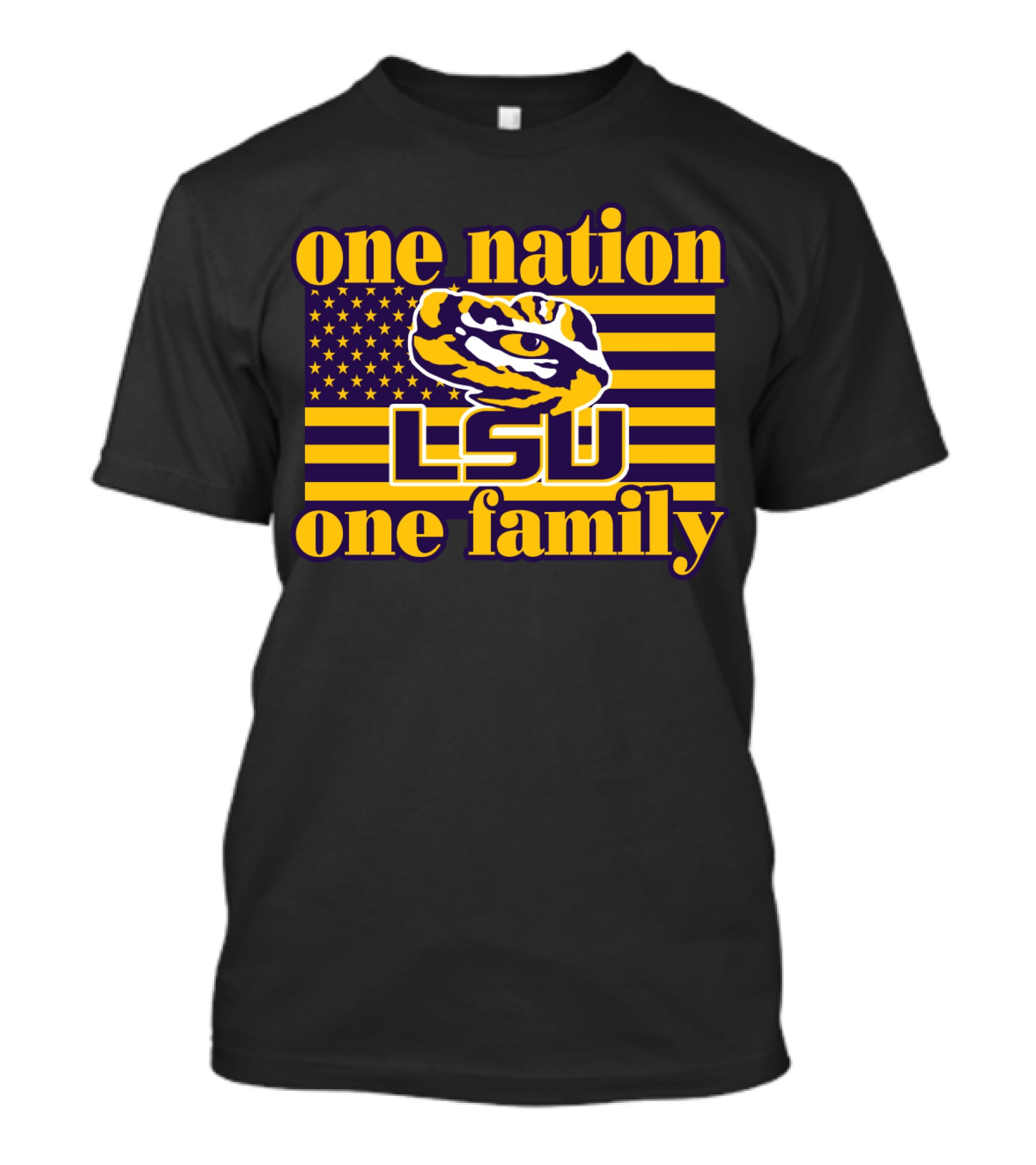 Lsu One Nation One Family Tiger American Flag T-Shirt