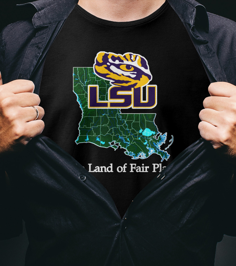 Lsu Tigers The Land Of Fair Play Map T-Shirt