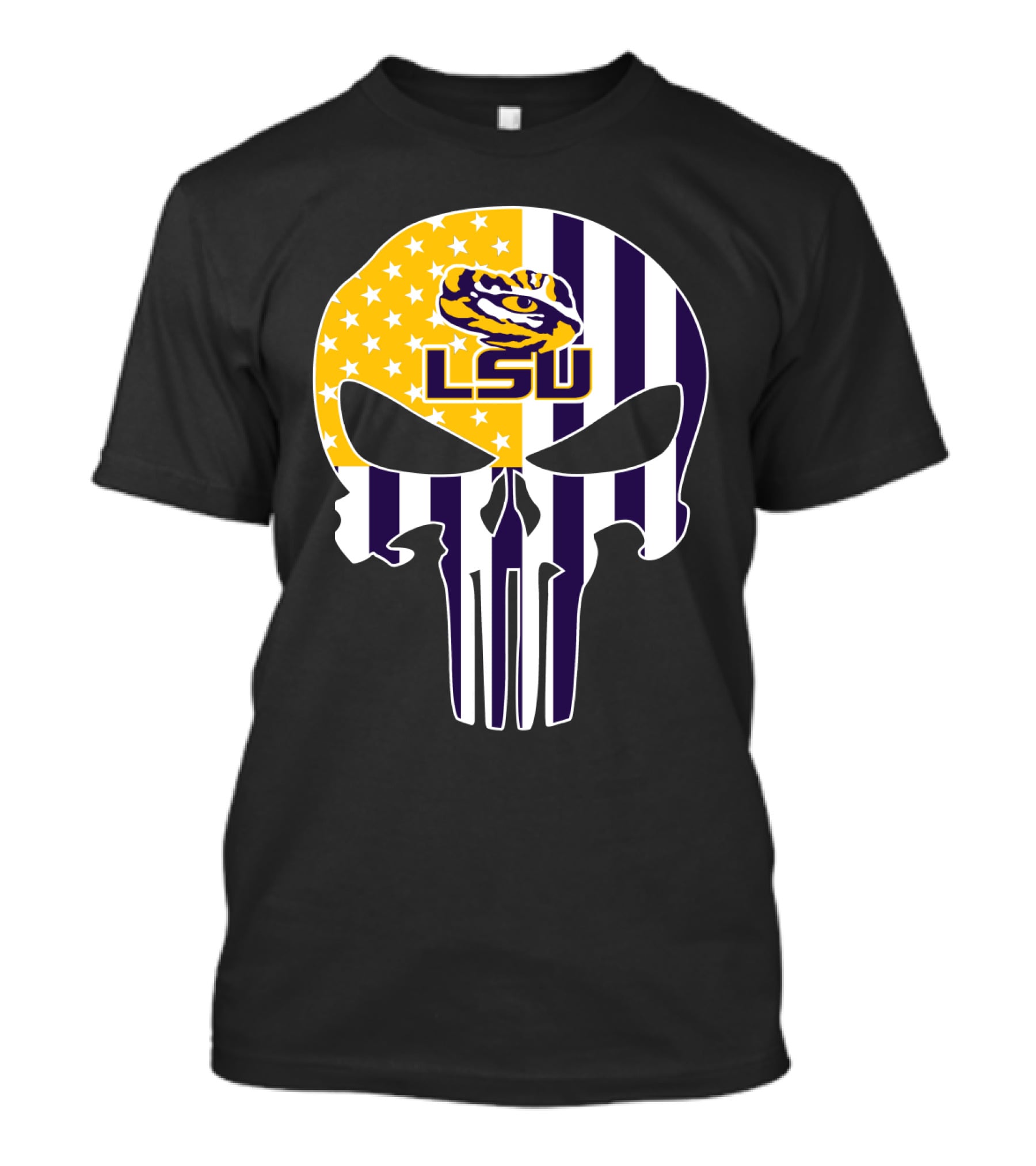 Lsu Tigers Skull With Stars And Stripes T-Shirt