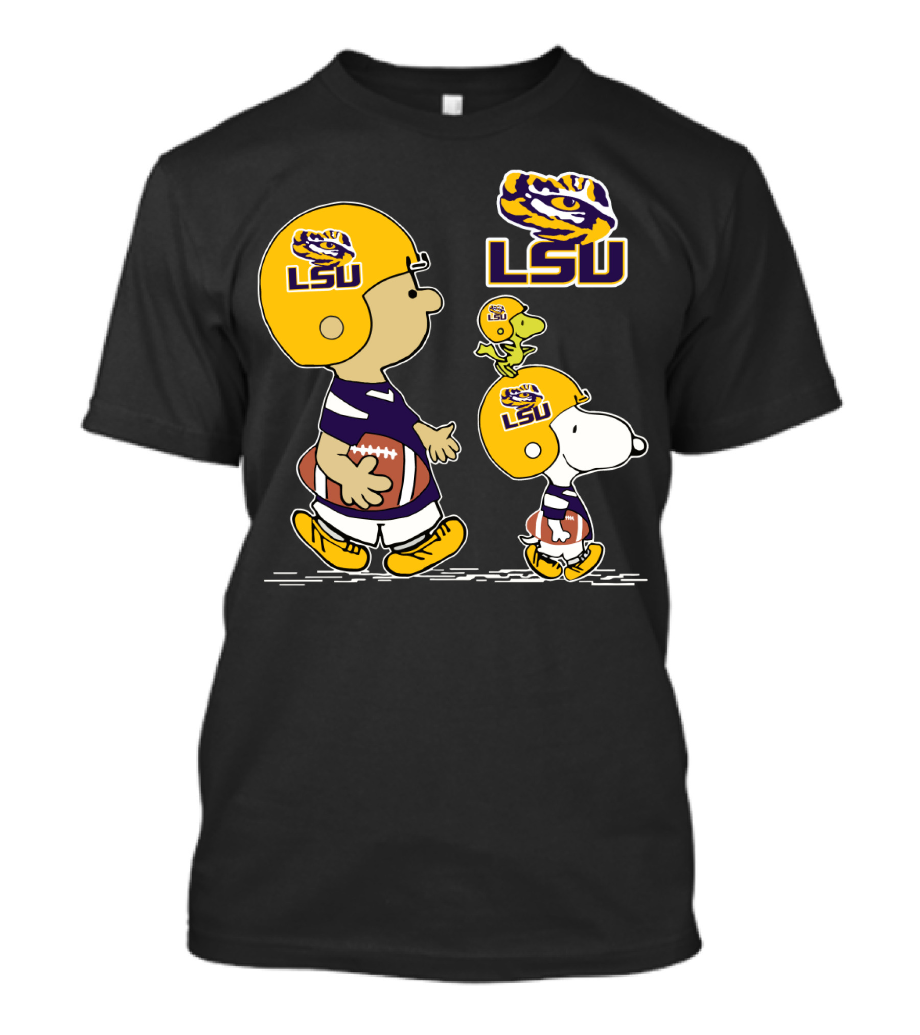 Lsu Tigers Football Peanuts Characters In Helmets T-Shirt