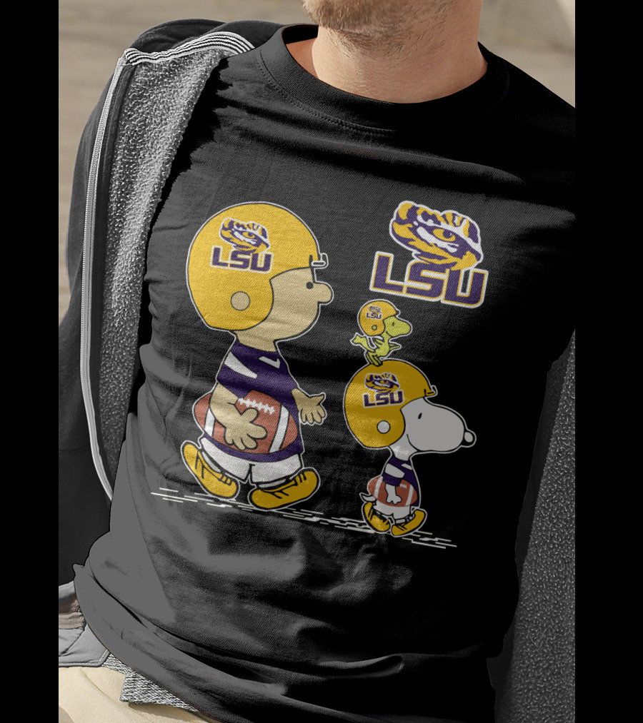 Lsu Tigers Football Peanuts Characters In Helmets T-Shirt
