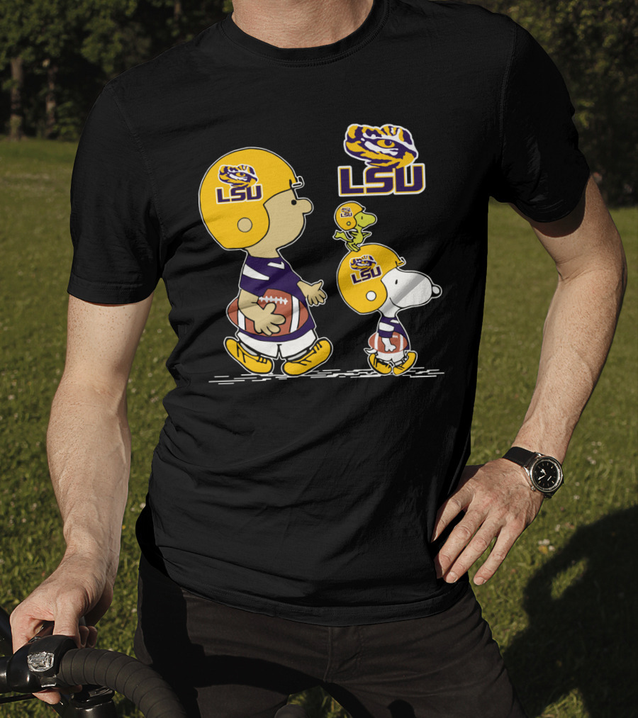 Lsu Tigers Football Peanuts Characters In Helmets T-Shirt